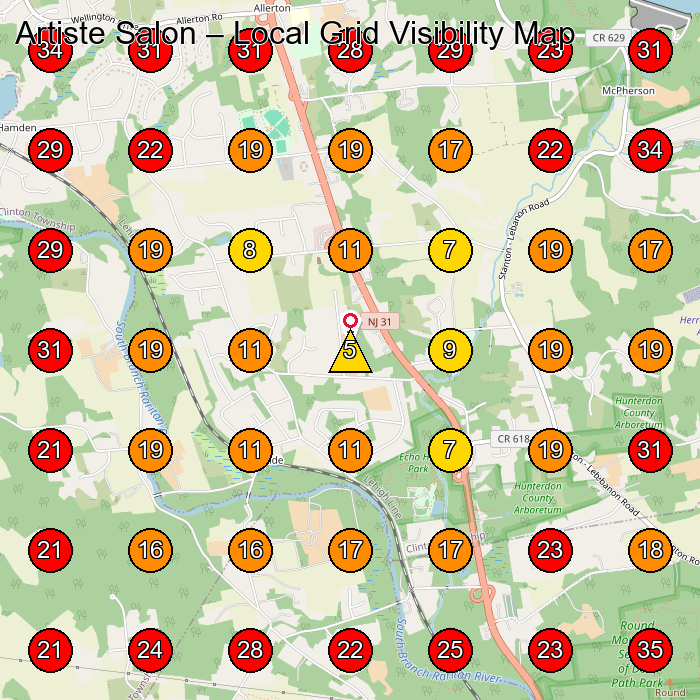 Artiste Salon GeoGrid visibility map for Paving Contractor in Annandale